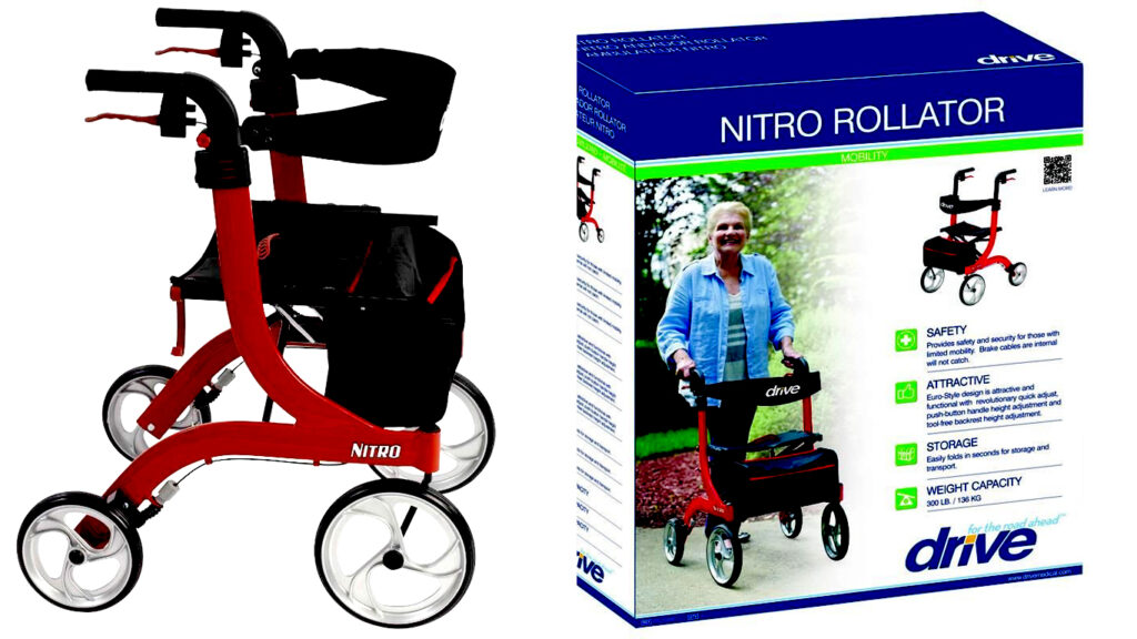 Drive Nitro Euro-Style Tall Aluminum Four Wheel Rollator