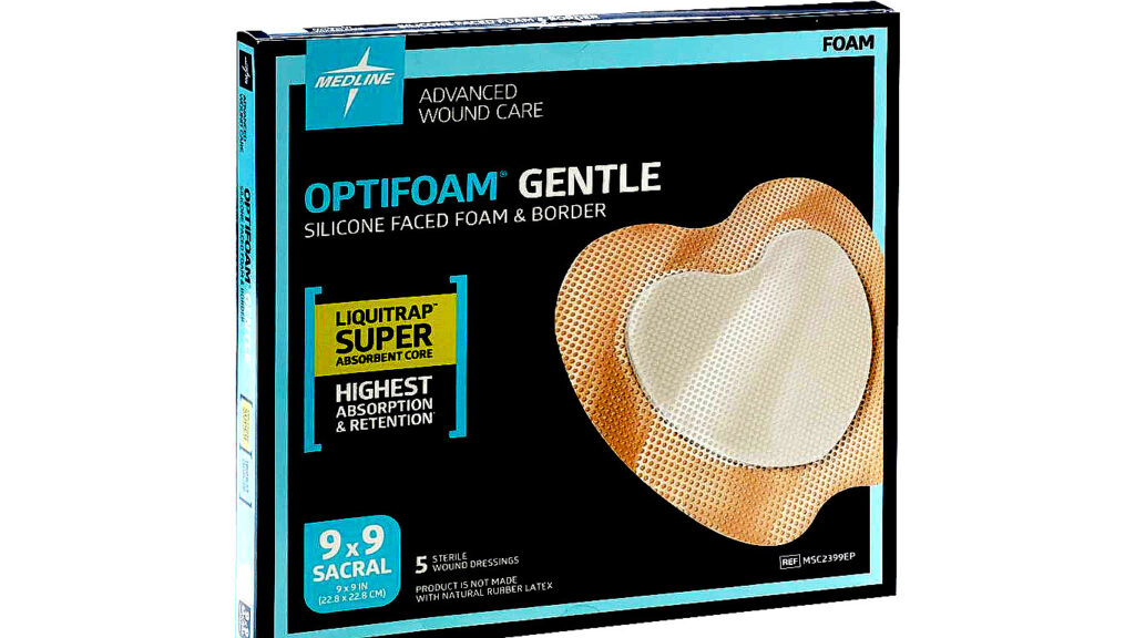 Medline Optifoam Gentle Sacrum Silicone Faced Foam and Border Dressing