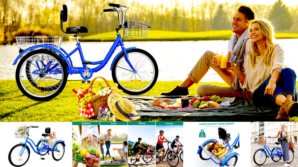 Adult Tricycle, 1 & 7 Speed 3 Wheel Bikes,