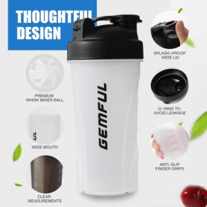 GEMFUL Shaker Bottle for Protein Mixes 28
