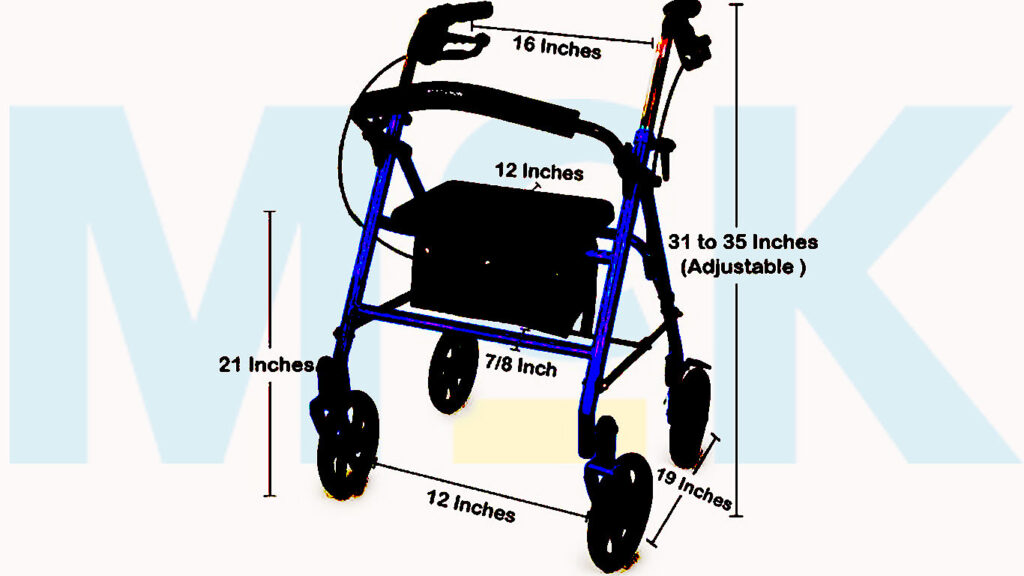 4 Wheel Rollator McKesson Blue Adjustable Height