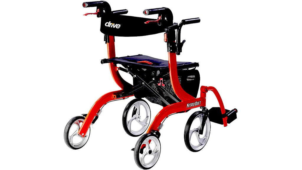 Nitro Duet Rollator and Transport Chair, Red