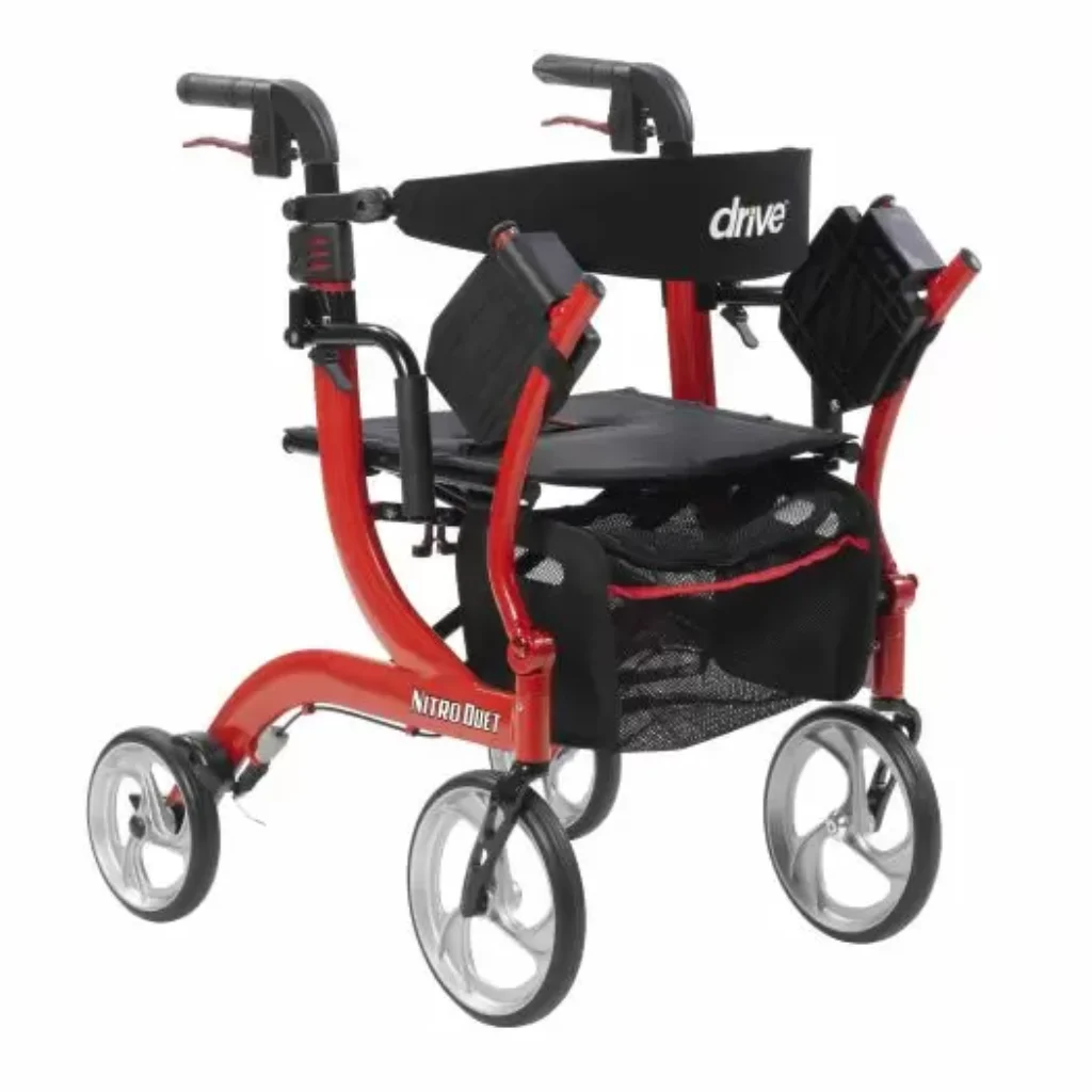 Nitro Duet Rollator and Transport Chair, Red 1 Nitro Duet Rollator and Transport Chair, Red