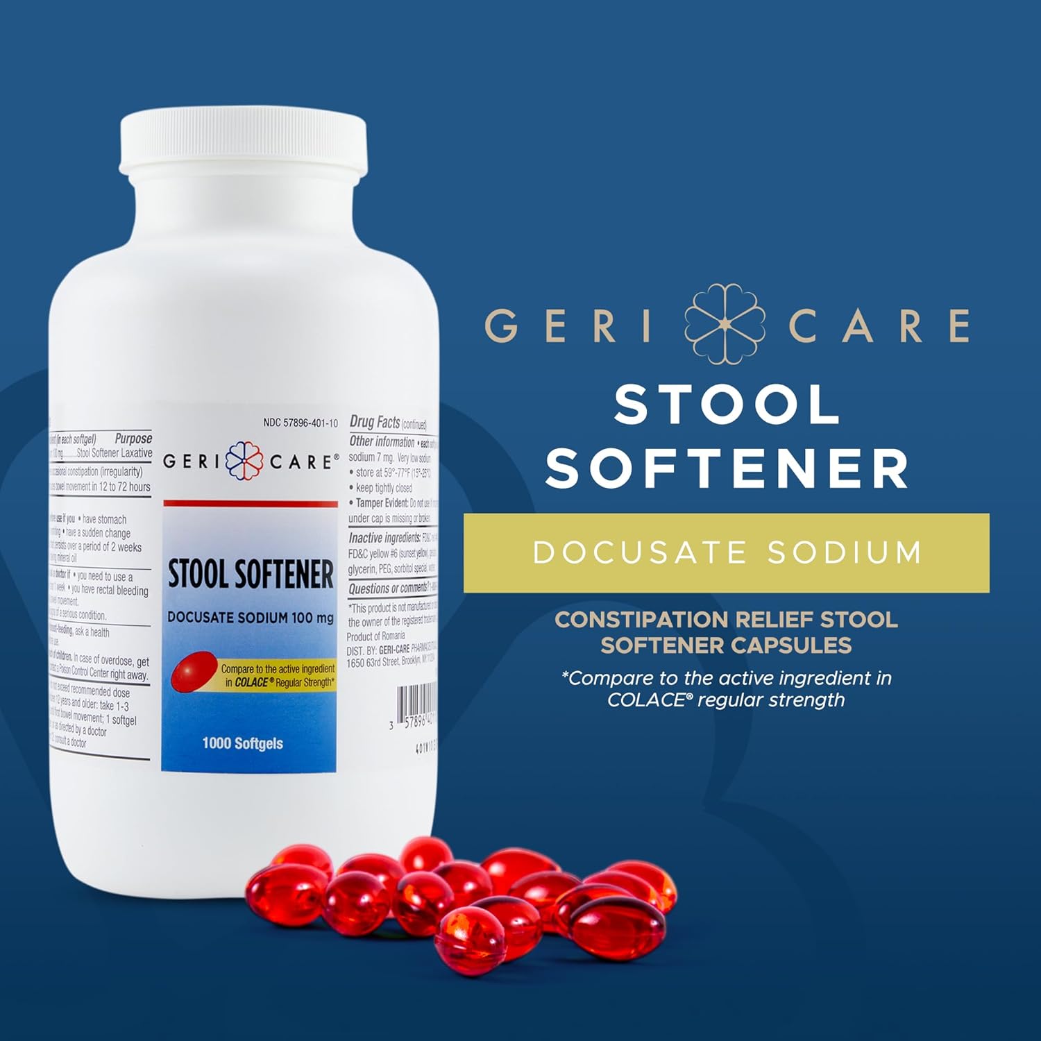 GeriCare Docusate Sodium Stool Softener, 100mg Softgels - Image 4