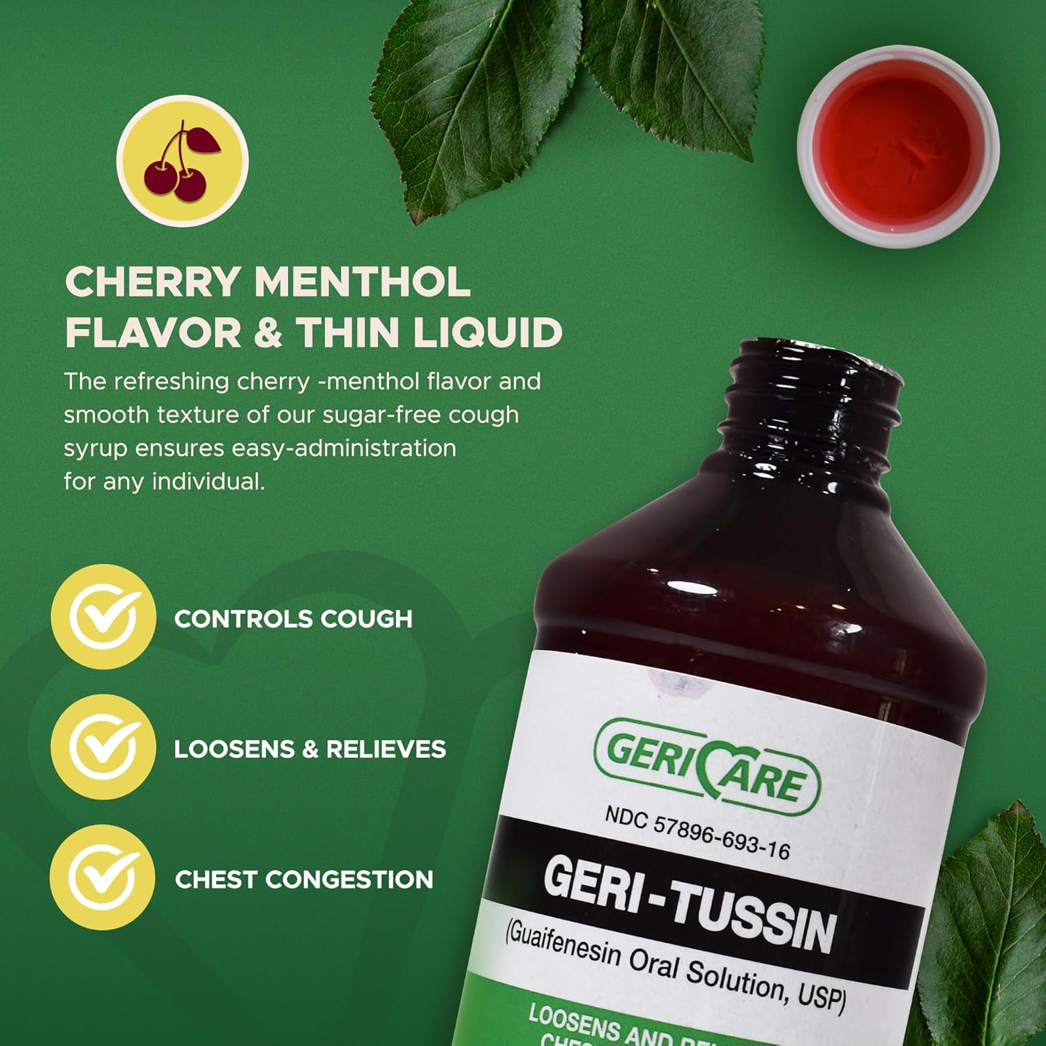 GeriCare Geri-Tussin Cold and Cough Relief Guaifenesin Syrup Sugar Free - Image 8