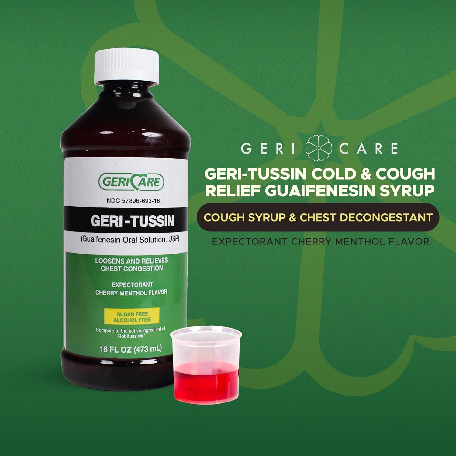 GeriCare Geri-Tussin Cold and Cough Relief Guaifenesin Syrup Sugar Free - Image 5