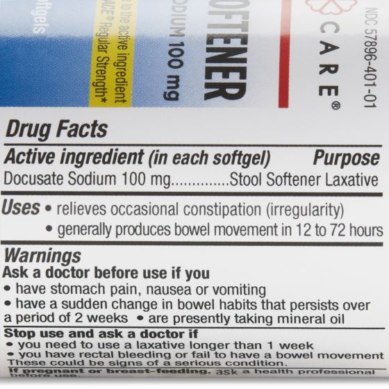 GeriCare Docusate Sodium Stool Softener, 100mg Softgels - Image 2